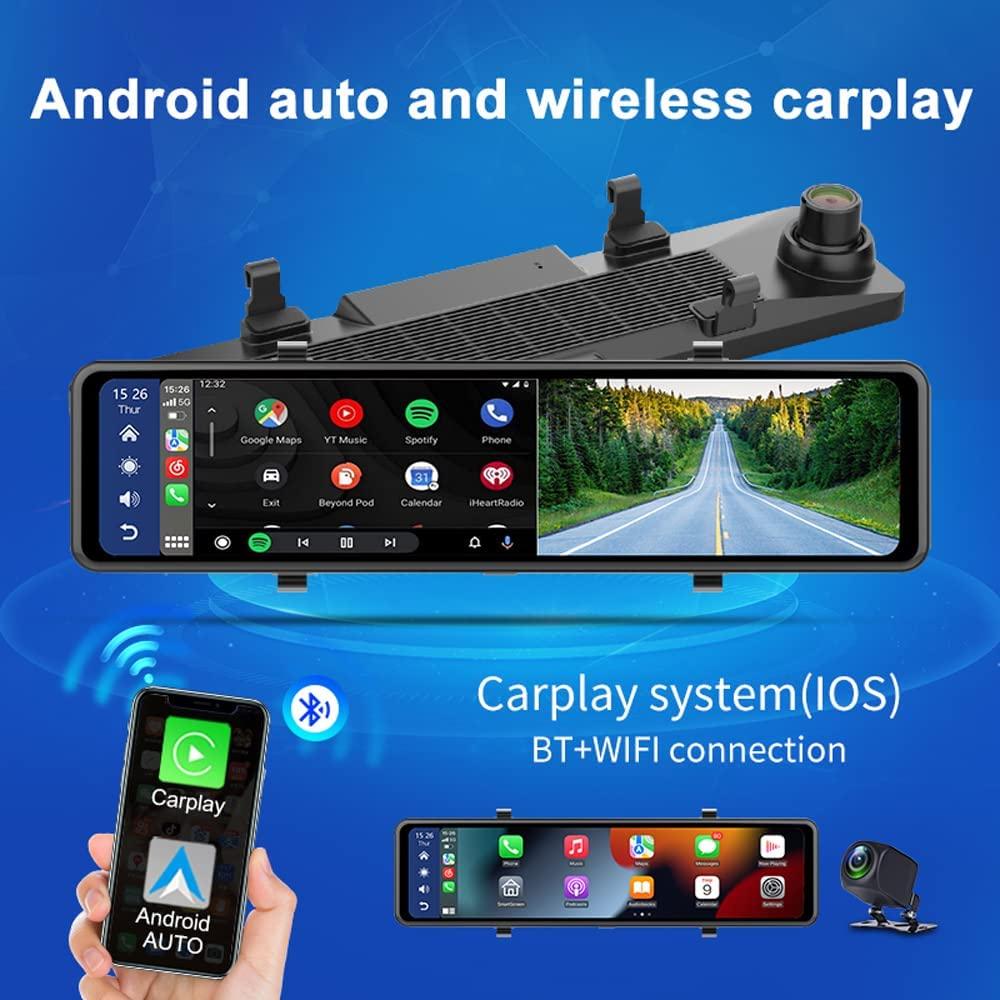 WiFi Bluetooth 11 インチ ディスプレイ リバース カメラ サポート (Android auto/Carplay  iOS) を備えたバックミラー カー カメラ Cool Mania