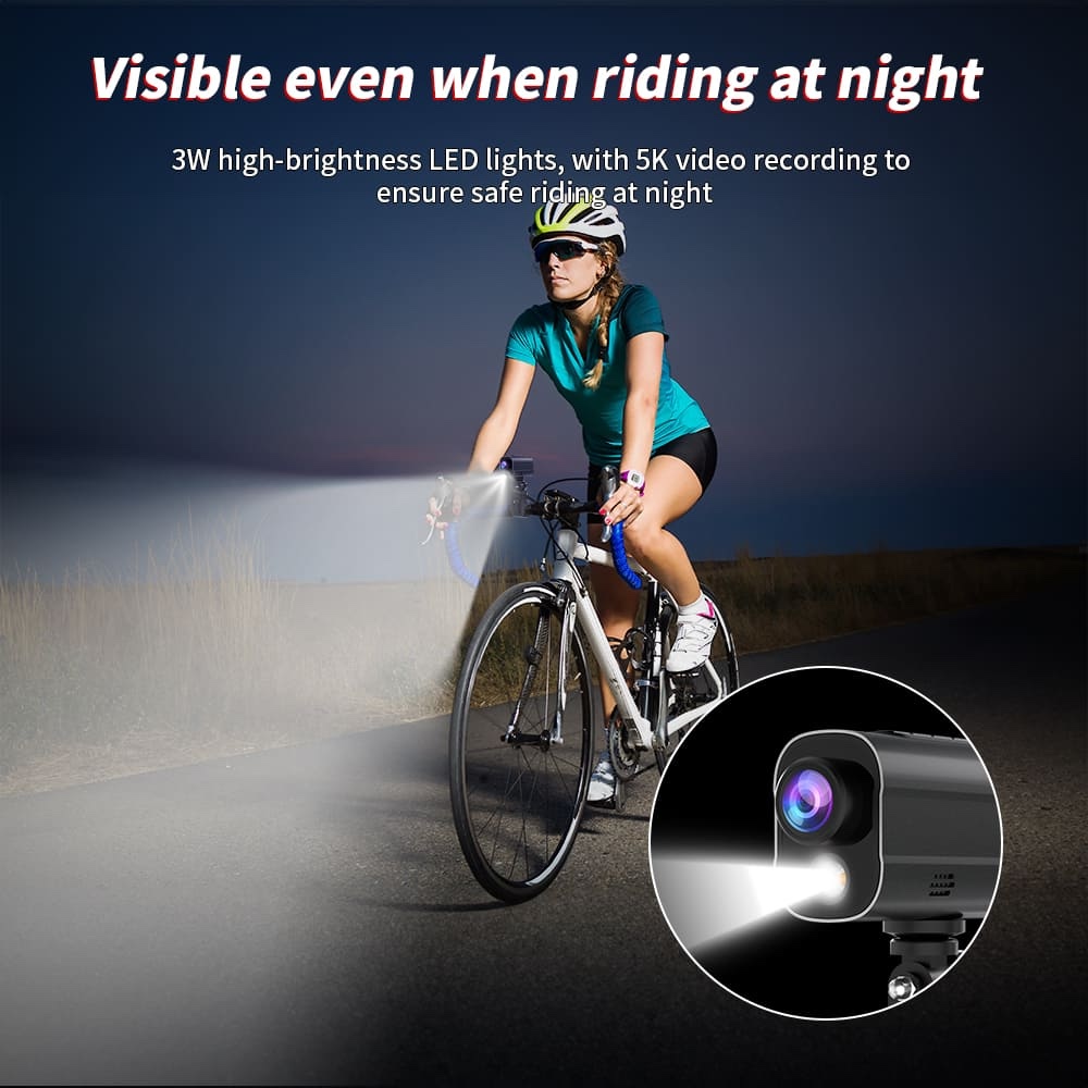 LEDライト付き自転車用アクションカメラ Wi-Fi