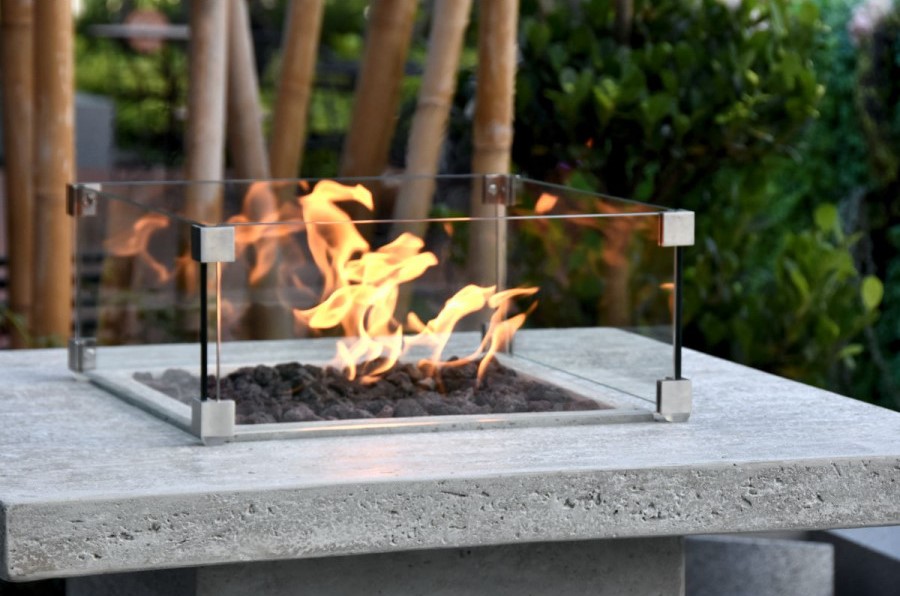 暖炉 バー テーブル コンクリート ガス暖炉