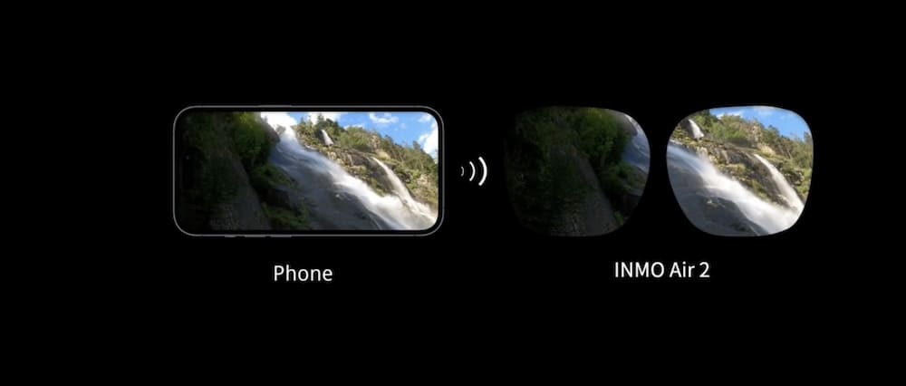 スマートフォンの画像をミラーリングする旅行用スマートグラス