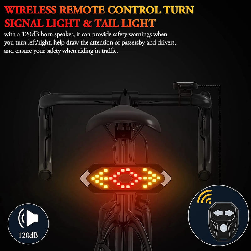 自転車用バックライト ウインカー付き 自転車用バックライト ワイヤレス コントローラー付き