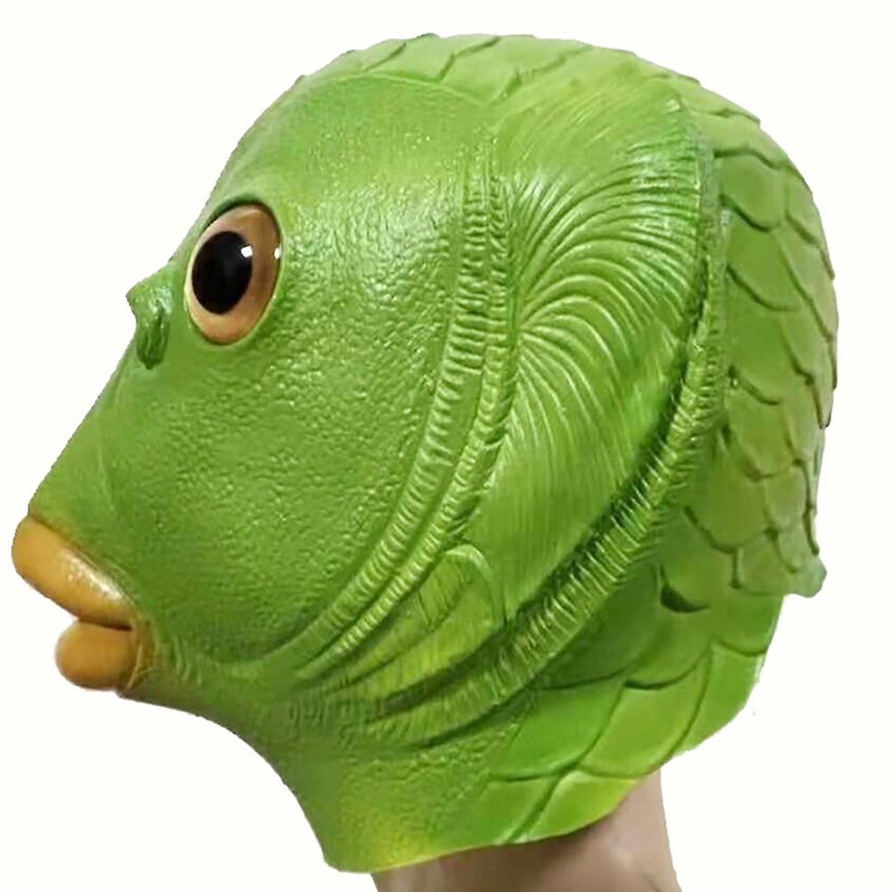 魚の緑の頭の顔のシリコンマスク