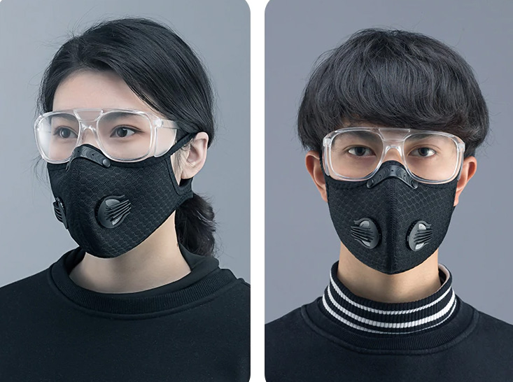 コロナウイルスに対するマスクと保護メガネ