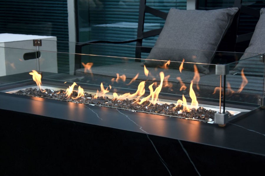 プロパンファイヤーピットテーブルセラミック黒大理石の暖炉