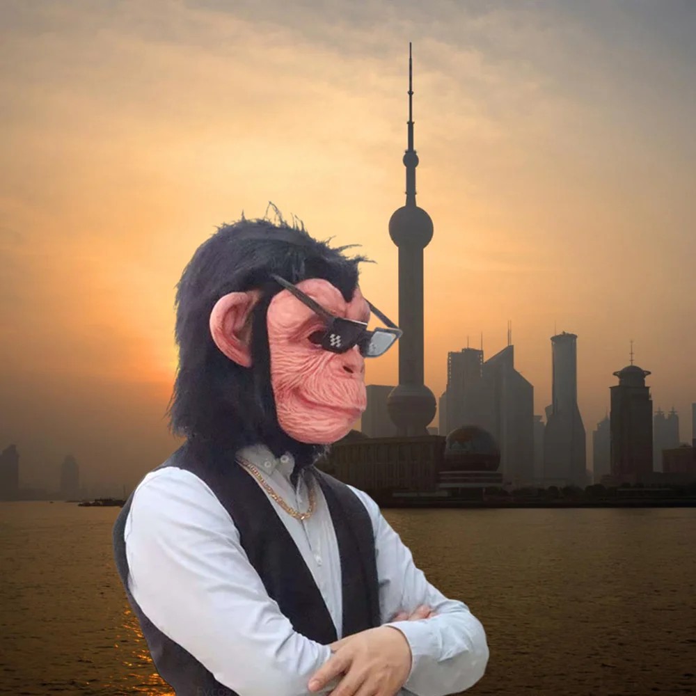 チンパンジー 猿 顔 ヘッド マスク シリコン ラテックス