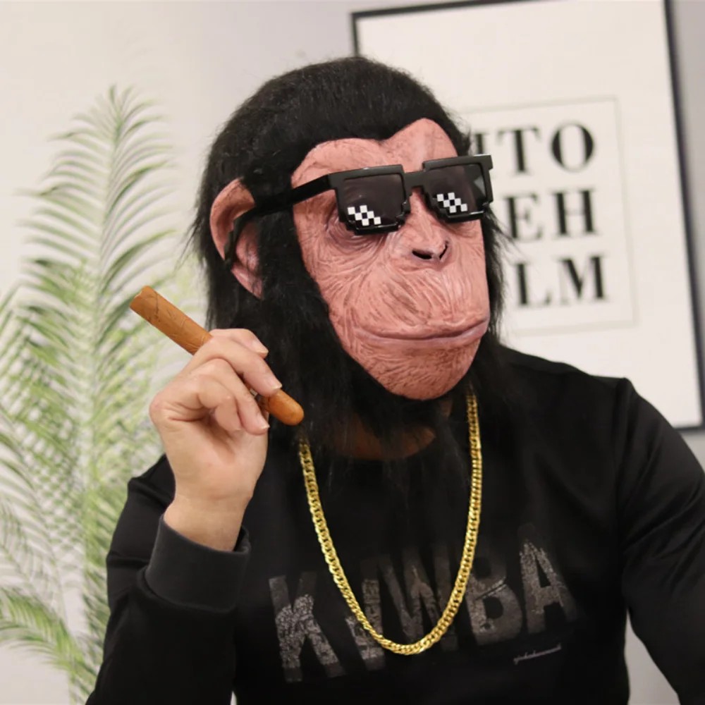 チンパンジーマスク 猿の顔 シリコンラテックスマスク 頭用