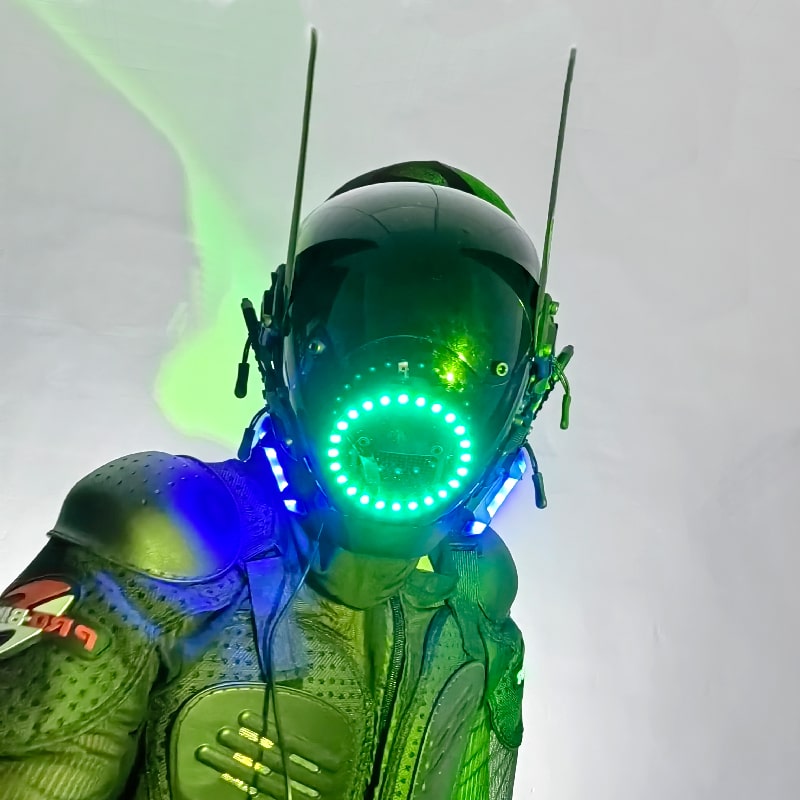 発光LEDサイバーパンクマスクヘッドヘルメット