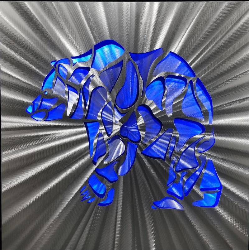 ホッキョクグマ-LED抽象金属絵画3Dアルミニウム