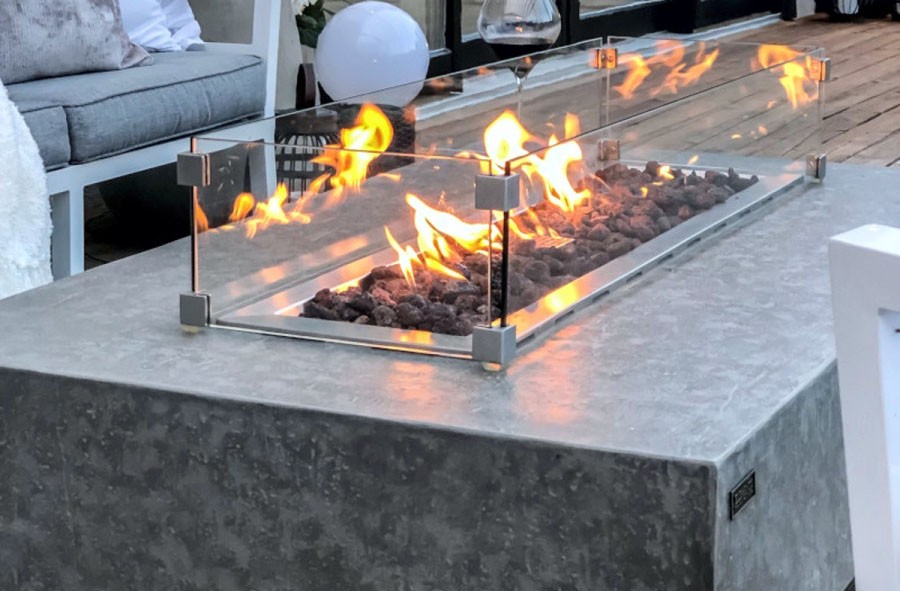 テーブル付き屋外ガス暖炉-ガスファイヤーピット