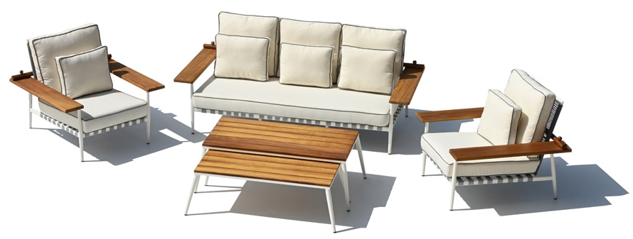 屋外ガーデンシーティング専用デザイン、木製アルミニウム製、大型テーブル付き