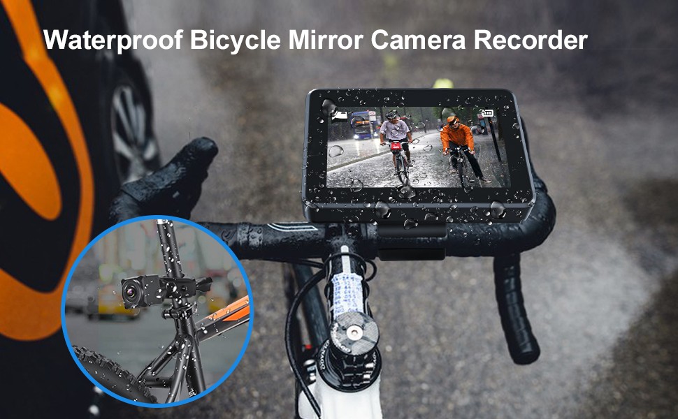 防水自転車カメラ IP68 モニター付き録画機能付き