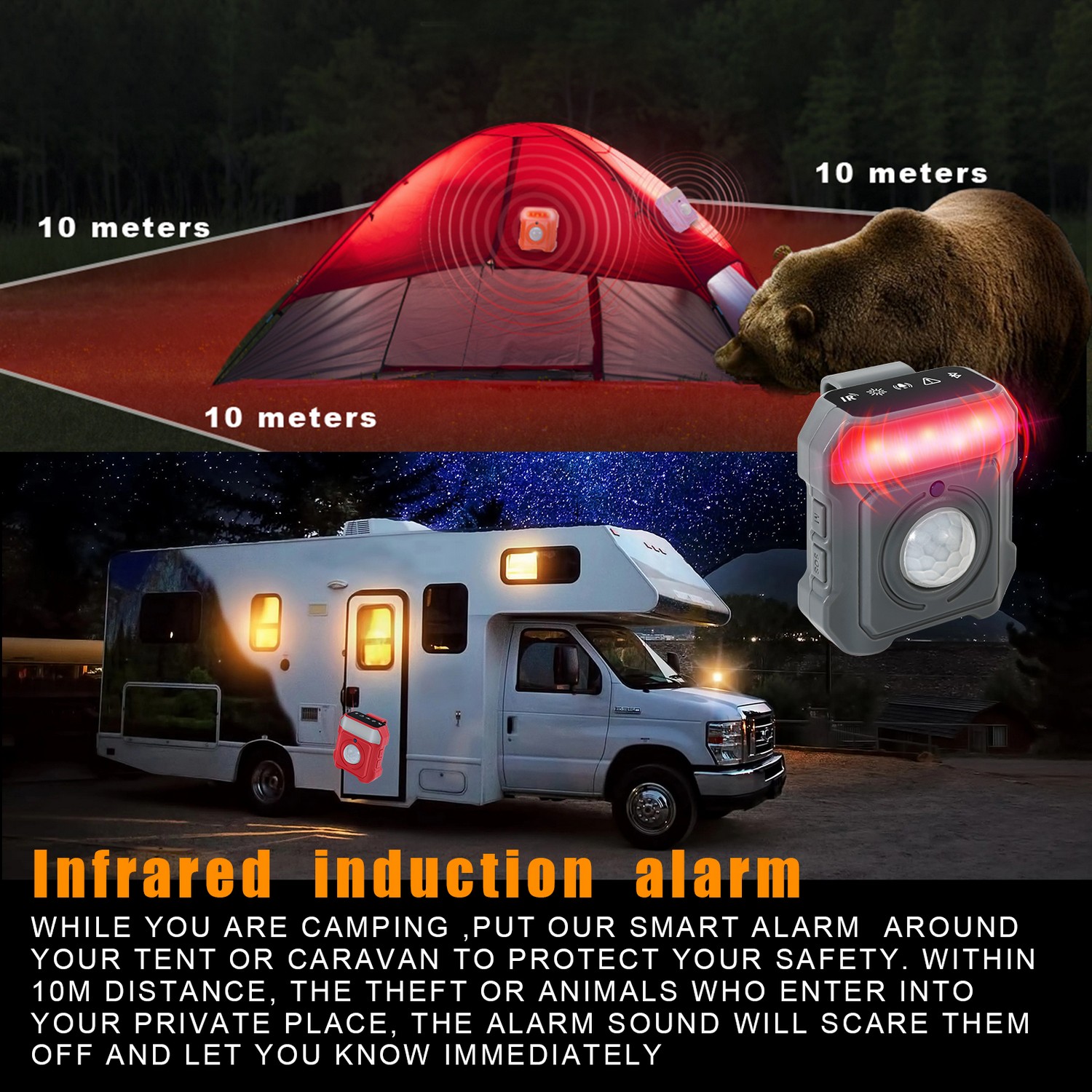 テントキャンプ用アラーム - PIRモーションセンサー