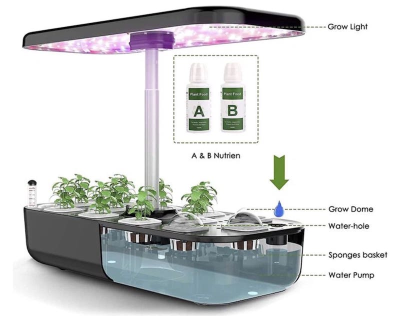 植物育成用 LED GROW ランプ (水耕栽培) - 12 カプセル入りキット