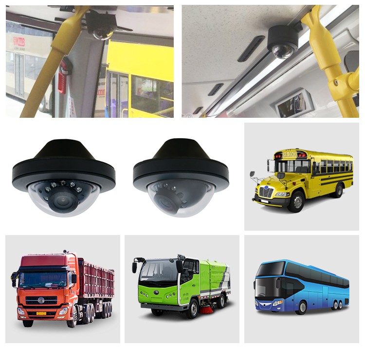 バス、トロリーバス、トラム、バン、ミニバス、キャラバン、セミトレーラー、トレーラー、トラック用のミニドームカメラ