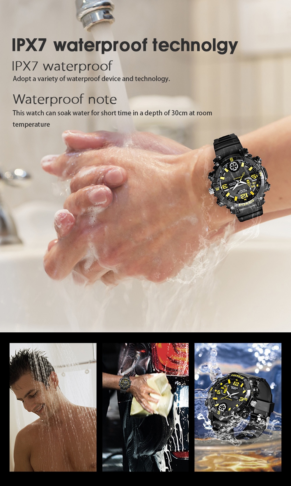防水IPX7カメラ付き時計