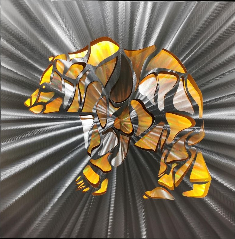 クマ3Dウォールアート絵画金属アルミニウム