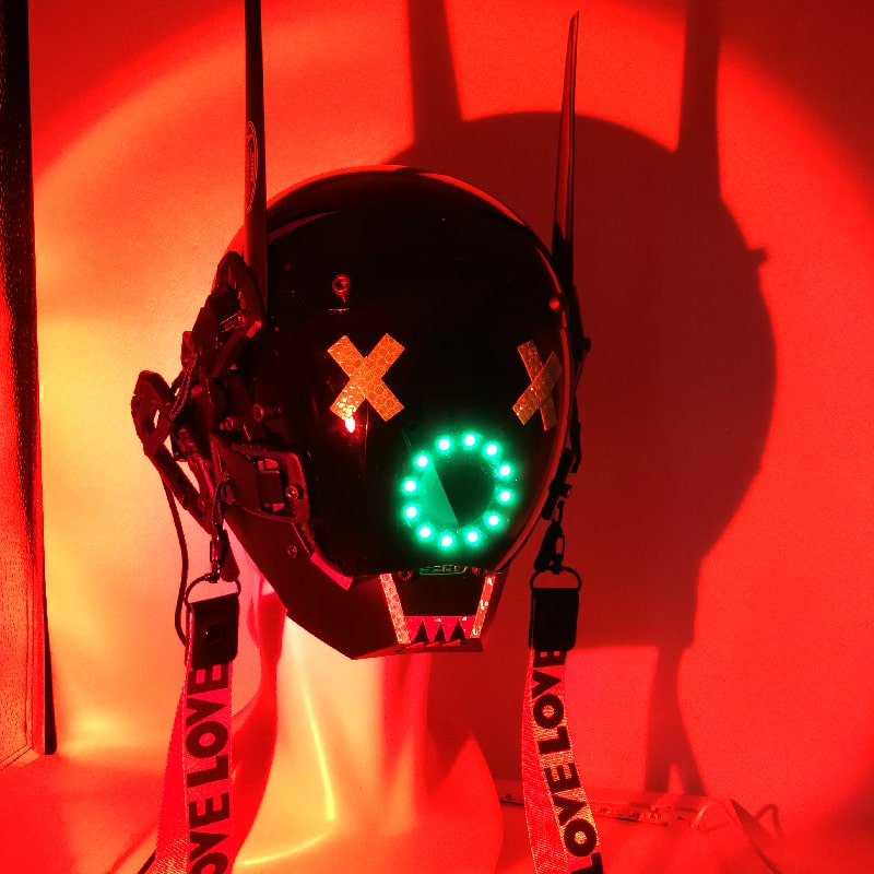 発光サイバーパンク LED マスク ヘルメット